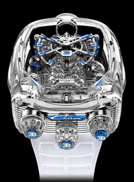 Jacob & Co. BUGATTI CHIRON TOURBILLON SAPPHIRE CRYSTAL CLEAR Watch Replica BU210.80.AA.AA.BBRUA Jacob and Co Watch Price